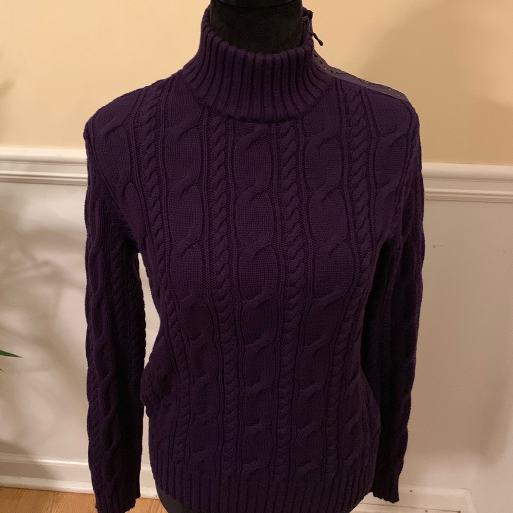 Lauren Active by Ralph Lauren Purple Cable Sweater